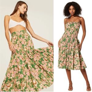 NWT MISA Los Angeles Lola Smocked Cotton Convertible Skirt Dress XS MSRP 330.00